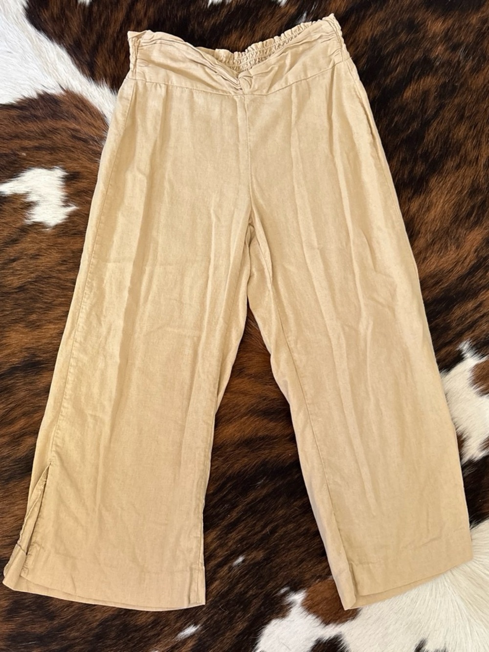 Women's Wide-Leg Linen Blend Pants - Beige